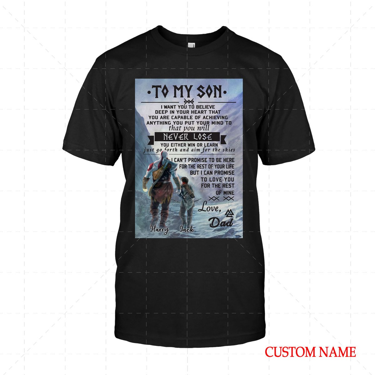 To My Son Viking Customized Name 2D T-Shirt