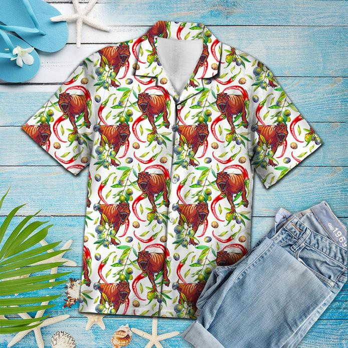 Hot Chili Peppers And Tropical Hawaii Shirt 131 Aloha Shirts Ha5658