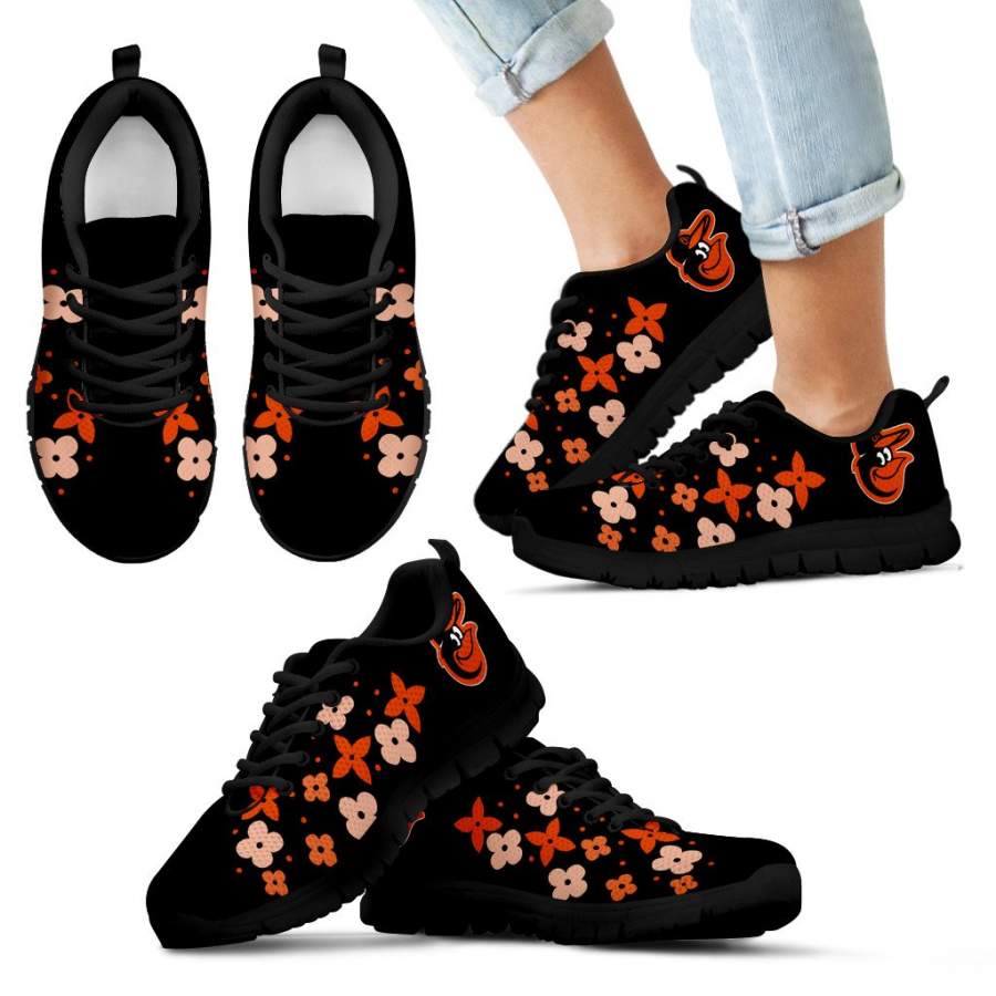 Flowers Pattern Baltimore Orioles Sneakers