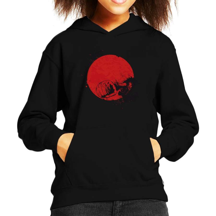 Red Sun Monkey D Luffy One Piece Kid’s Hooded Sweatshirt