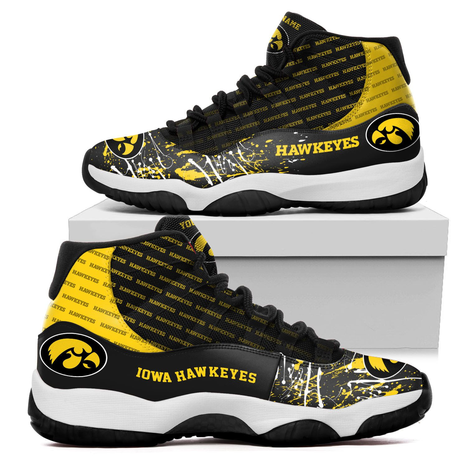 Custom Name Iowa Hawkeyes Air Jd 11 Sneakers Shoes 148 For Football Fans