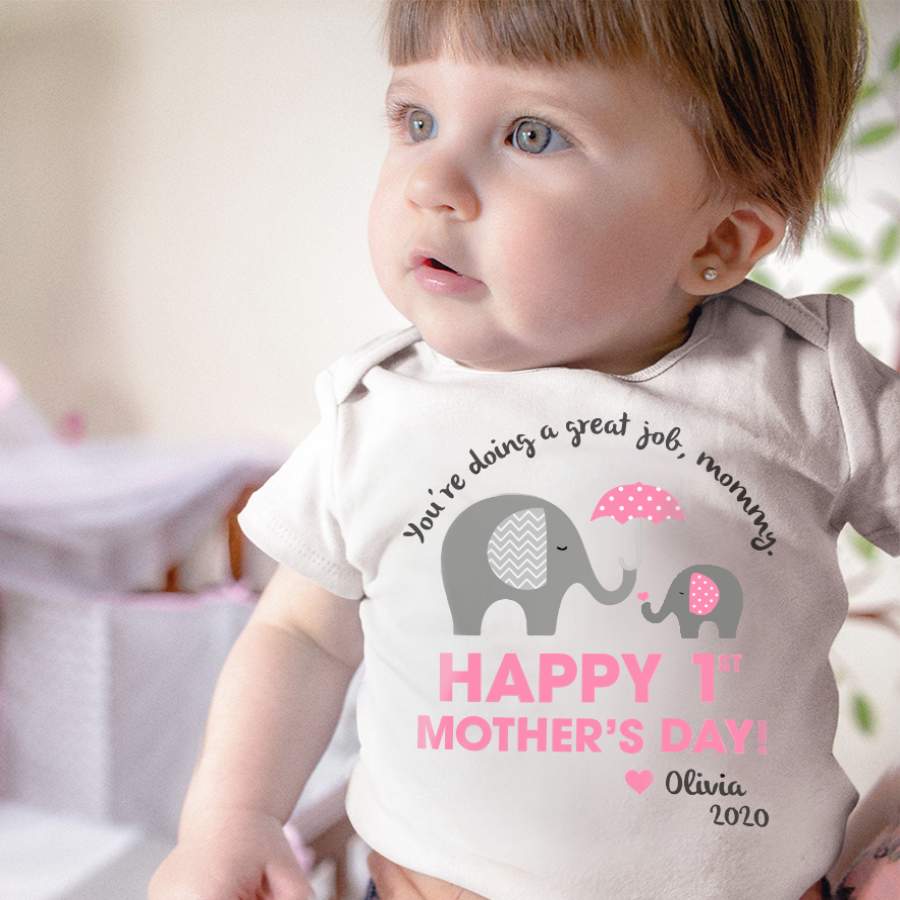 Personalized Baby Girl Onesie – Happy 1 st Mother’s Day Shirt