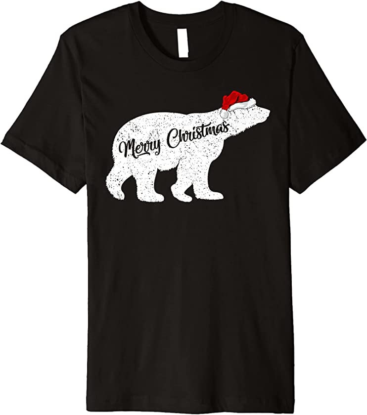 Polar Bear Animal Lover Xmas Santa Hat Polar Bear Christmas Premium T-Shirt