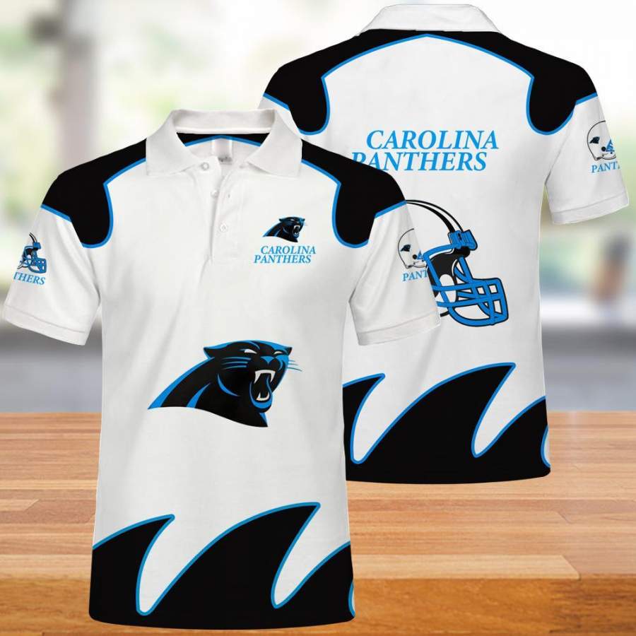 Carolina Panthers Polo T-Shirt 3D All Over Prints White