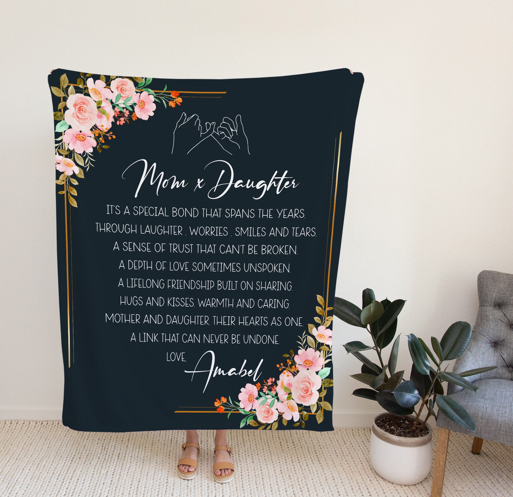 Personalized Mom And Daughter It’s A Special Bond Blanket, Gift Ideas For Mum, Mother’s Day Gift, Gift From Daughter To Mother.