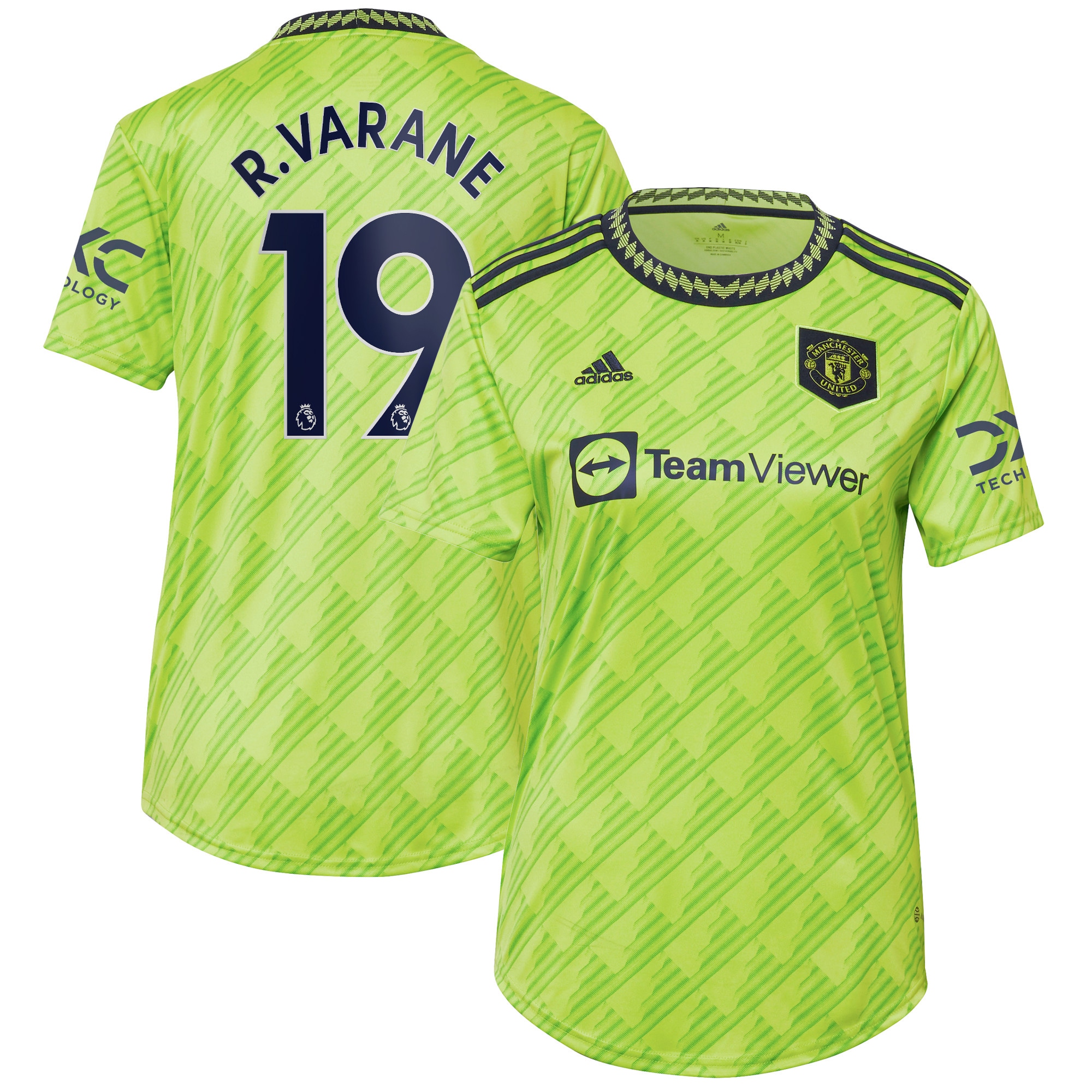 Raphael Varane Manchester United Women's 2022/23 Third Replica Player Jersey – Neon Green