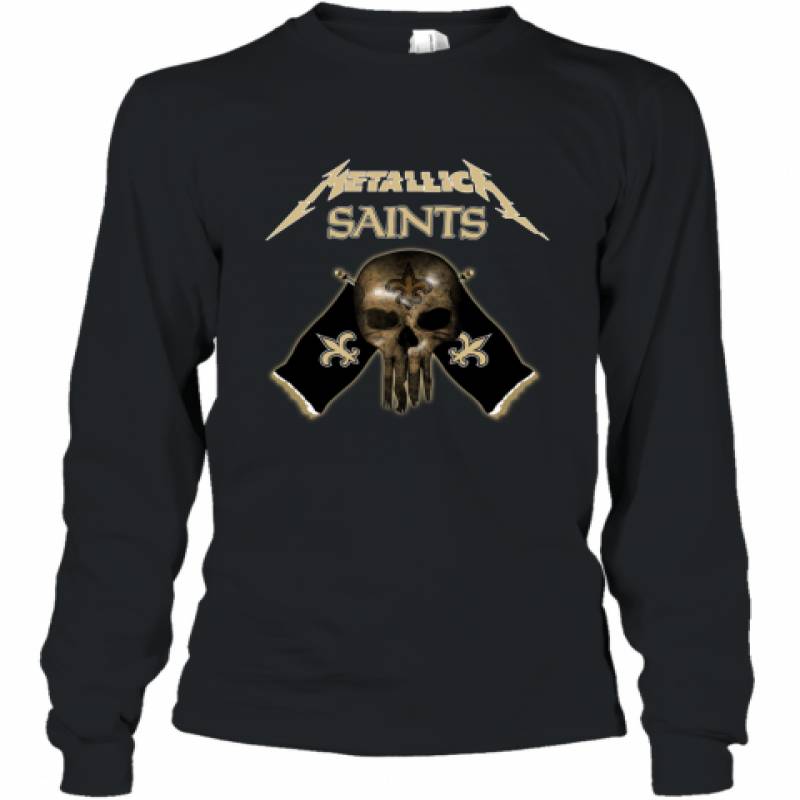 Metallica New Orleans Saints Skull Flag Shirt Long Sleeve T-Shirt