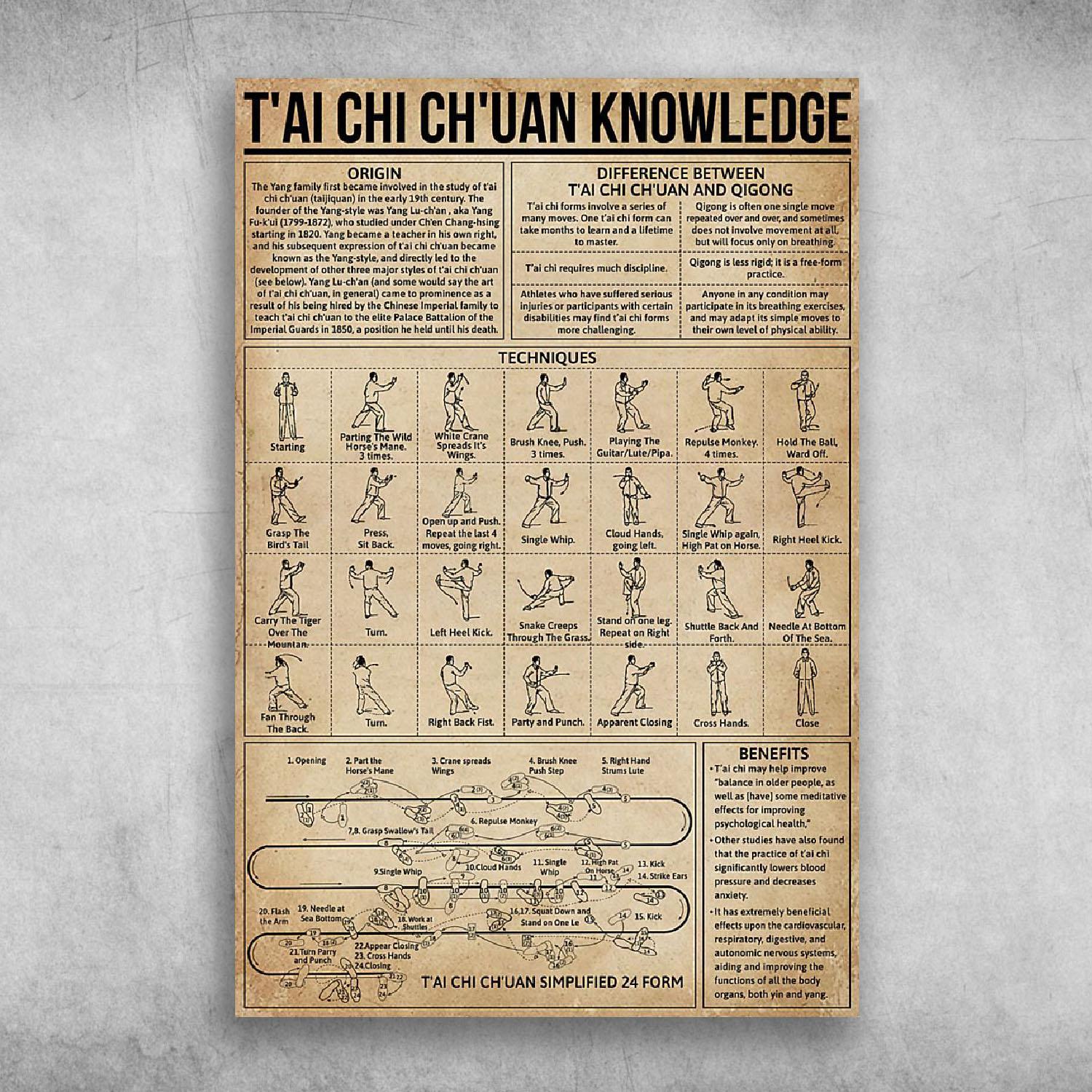 T’ai Chi Ch’uan Knowledge Poster Print Wall Art Canvas Wall Decor