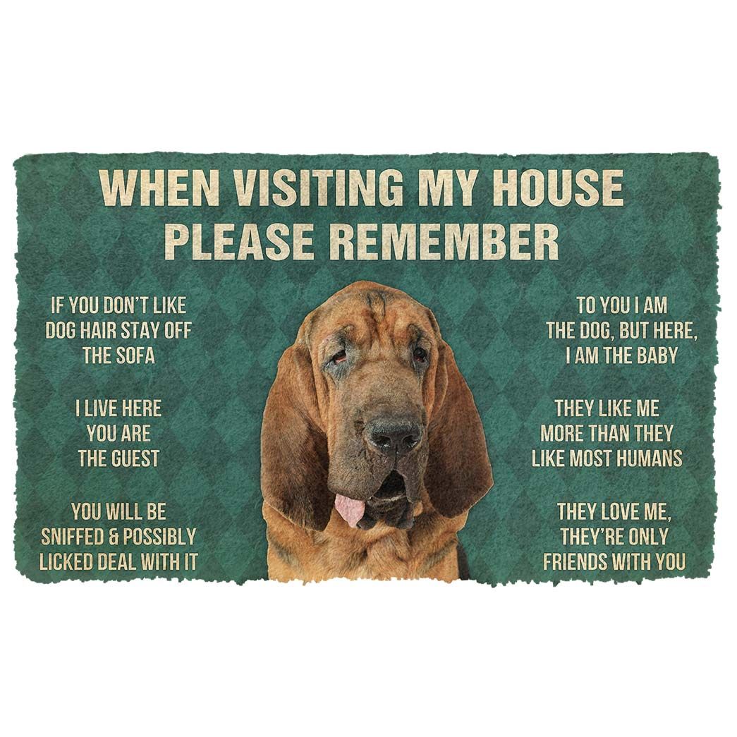 Gearhumans 3D Please Remember Bloodhound Dogs House Rules Custom Doormat