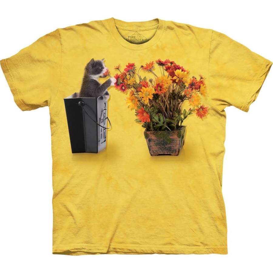 Kitten Playing With Flowers Kids T-Shirt