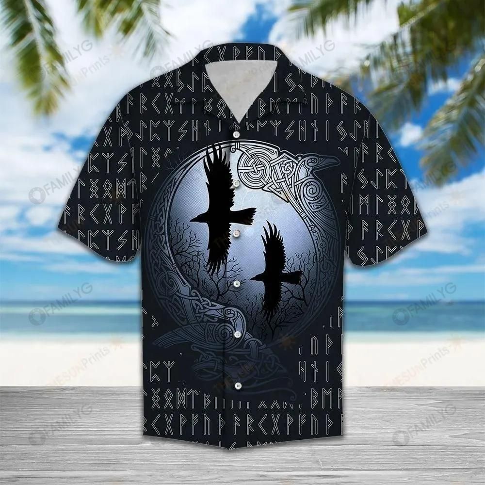 Viking Shirt – Viking Ravens Dark Blue Hawaiian Shirt Summer Hawaiian For Men, Women, Couple