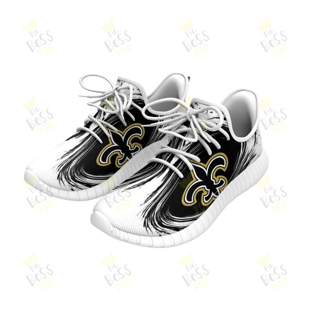 New Orleans Saints Tornado Black Paint Drop Logo Gift For Saints Fans Sport Running Sneakers Shoes