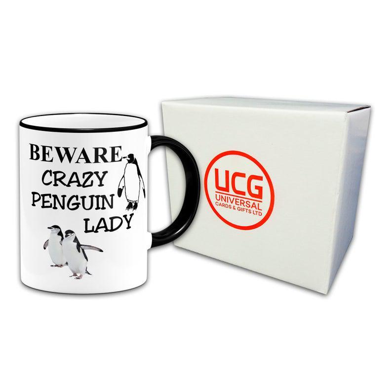 Beware Crazy Penguin Lady Novelty Gift Mug
