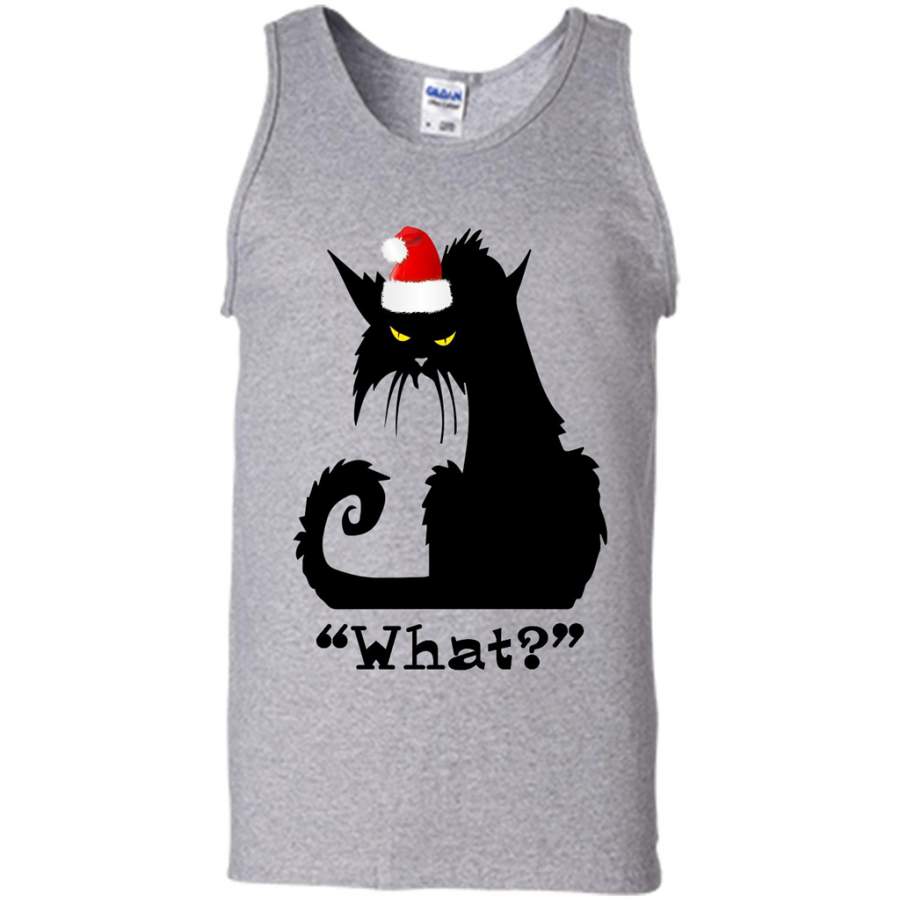 What_ Christmas Gift, Angry Cat, Black Cat, Kitten Lover – Canvas Unisex Tank