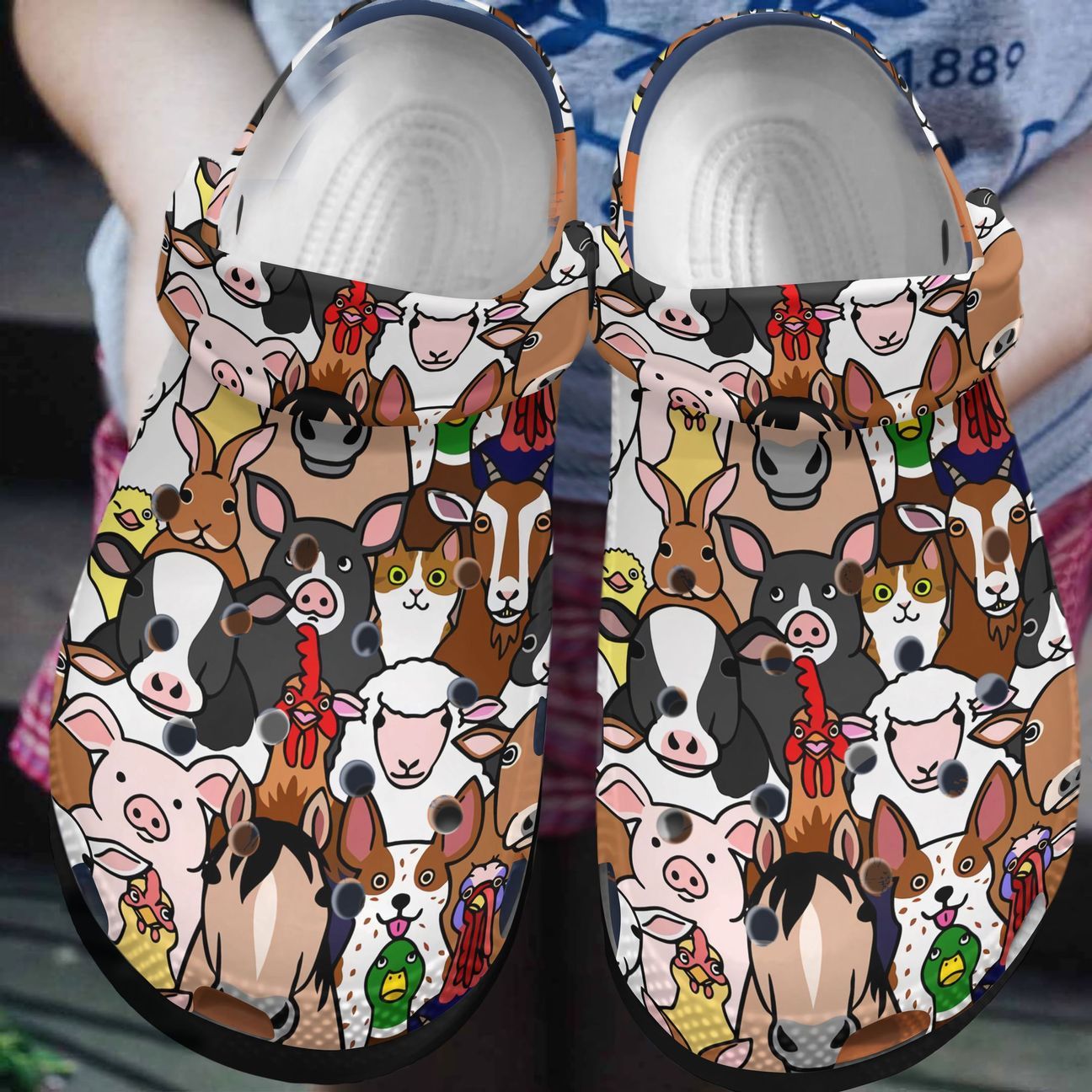 Farmer Animals All-Over Personalized Clog, Custom Name, Text, Color, Number Fashion Style For Women, Men, Kid, Print 3D 3D