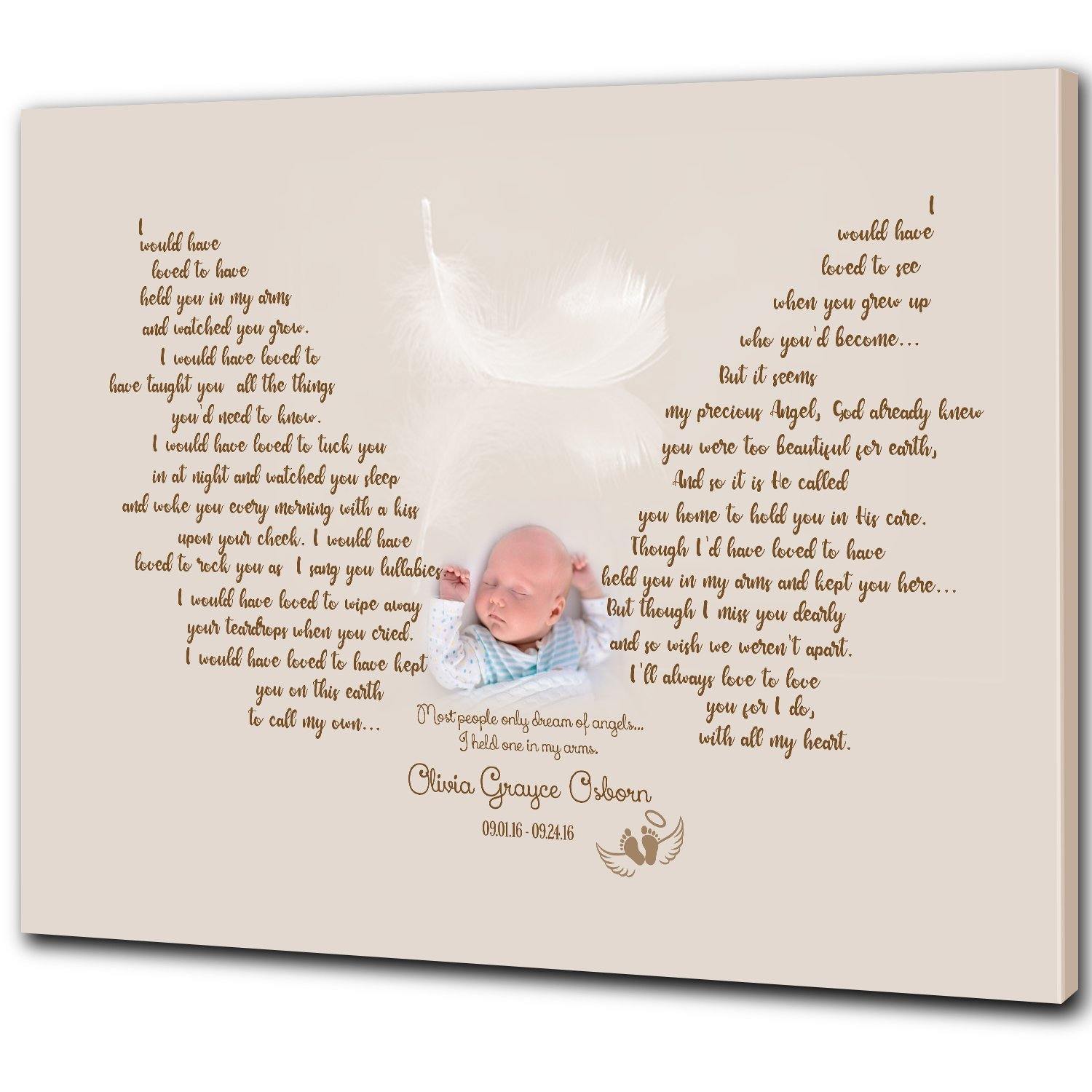 [Personalized Name, Date & Photo] Baby Memorial Wall Art Gift For Family Home Decor Wall Art Canvas Memorial Home Decor