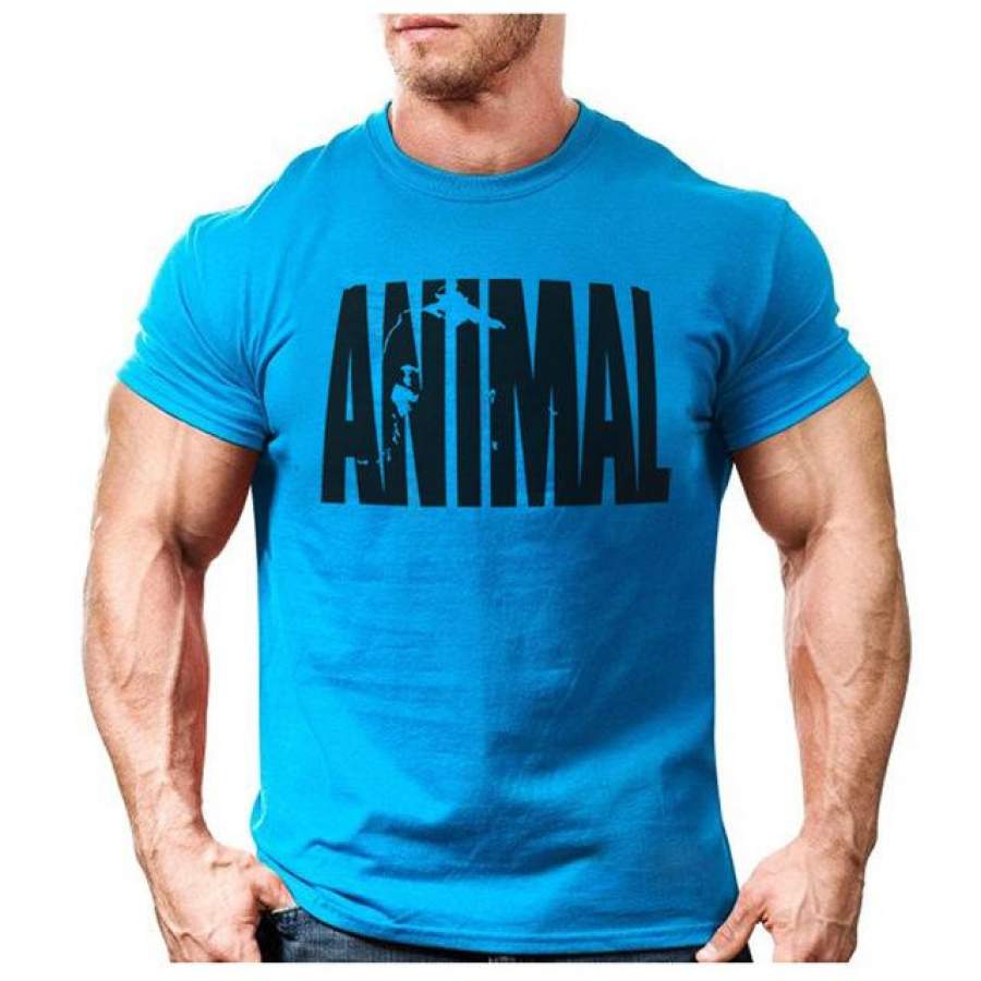 Animal print fitness cotton bodybuilding t shirt