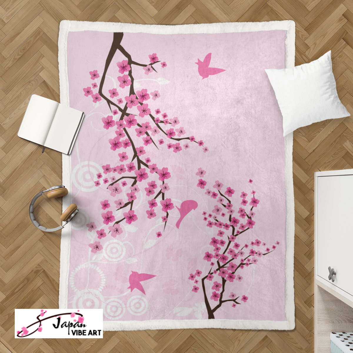 JAPANESE SAKURA CHERRY BLOSSOM BLANKET 755