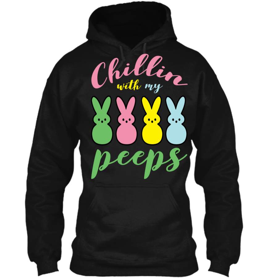 Chillin With My Peeps Easter Bunny Funny T-Shirt for Kids1 Pullover Hoodie 8 oz