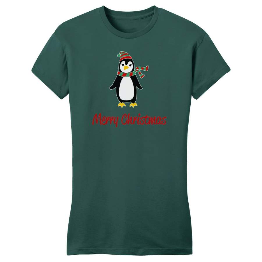 Merry Christmas Penguin Cartoon – Women’s Fitted T-Shirt