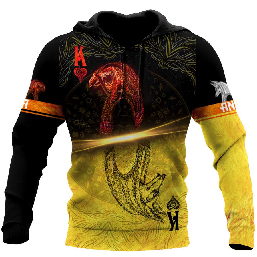 Ace Poker Ancient Egypt Anubis And Ra God All 3D Over Printed Unisex Hoodie ML