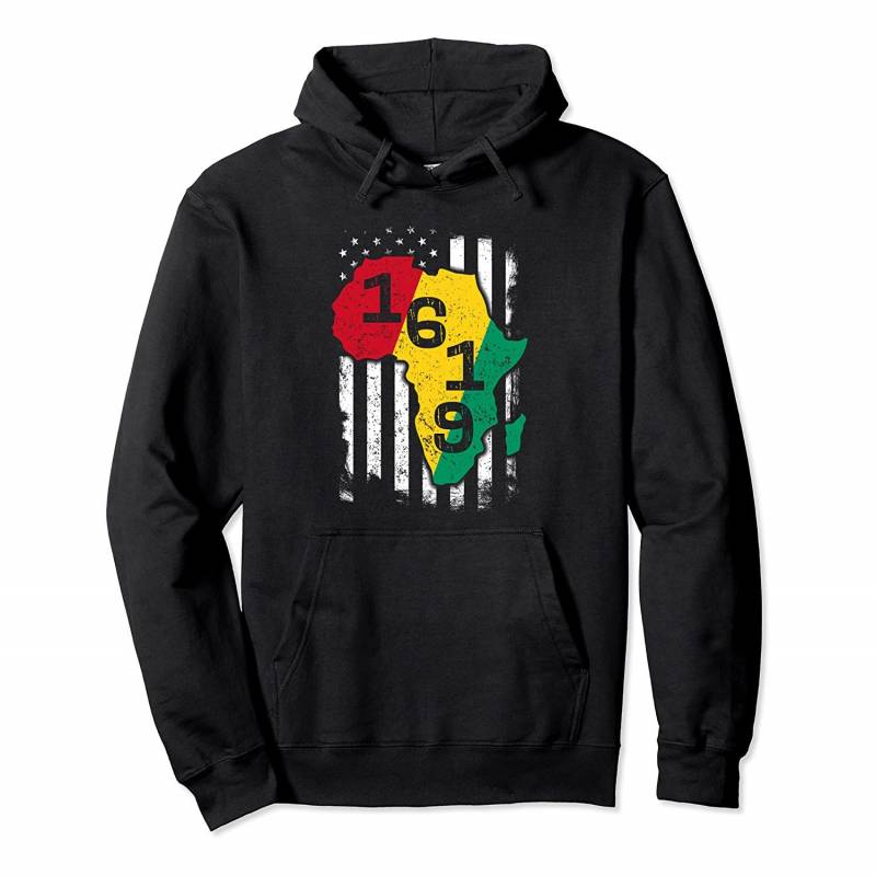 1619 Black History Month American Flag African Map Tee Pullover Hoodie, T Shirt, Sweatshirt