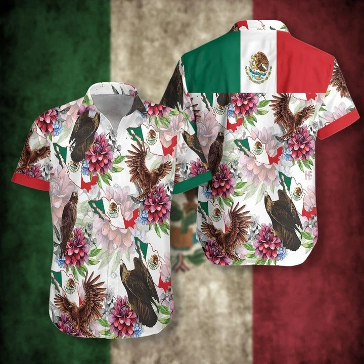 Mexico Proud Dahlia Golden Eagle Tropical Hawaii Shirt 131 Aloha Shirts Ha49644