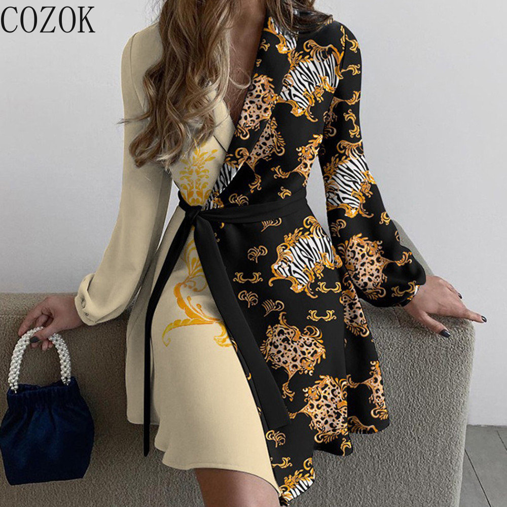 2022 Spring and Autumn Hot-Selling New Arrival European and American Lapel Simple Fashion Temperament Slim Women Dress alx