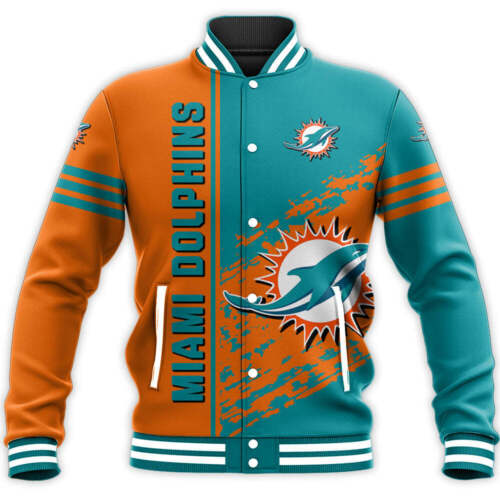 Miami Dolphins Orange Aqua Baseball Jacket