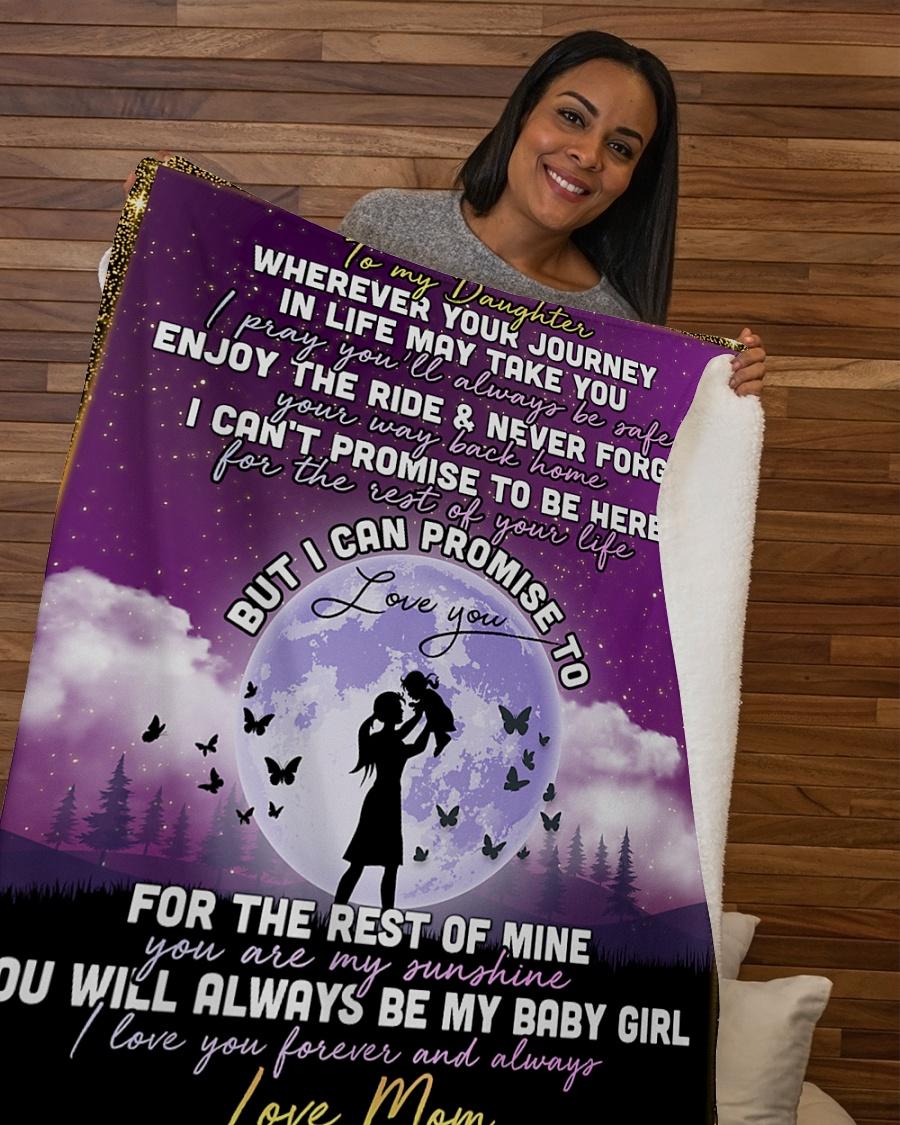 To My Daughter I Can Promise To Love You Moon Purple Blanket Gift For Daughter From Mom Birthday Gift Home Decor Bedding Couch Sofa Soft And Comfy Cozy