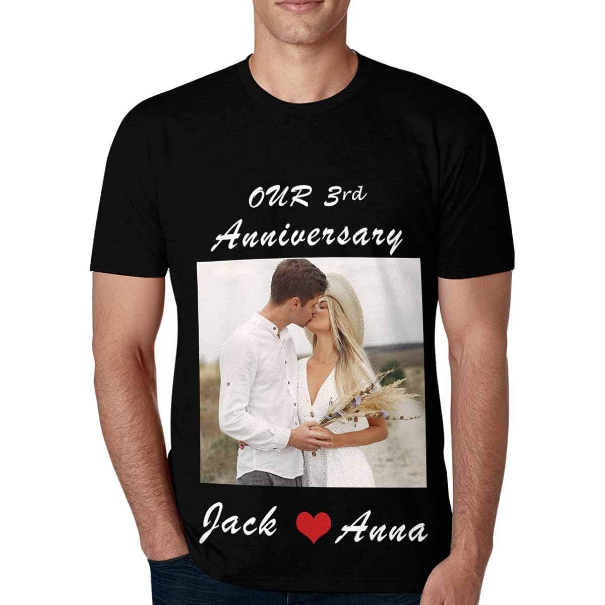 Custom Photo&Name&Year Anniversary Loving Couple Matching Couple T Shirts