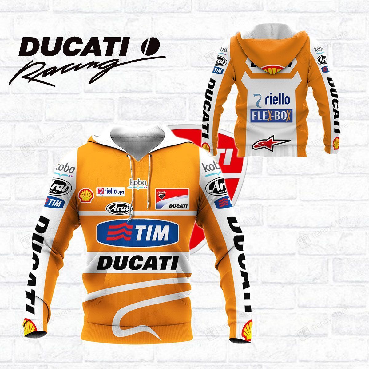 3D ALL OVER PRINTED DUCATI RACING SHIRTS VER2 (VIVID ORANGE)