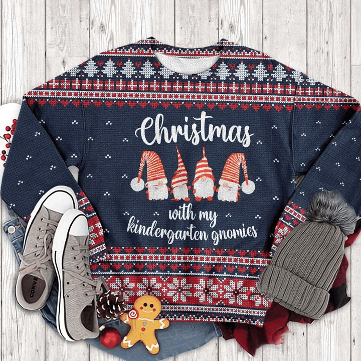 My Kindergarten Gnomies Teacher Ugly Christmas Sweater | For Men & Women | Adult | Us6005