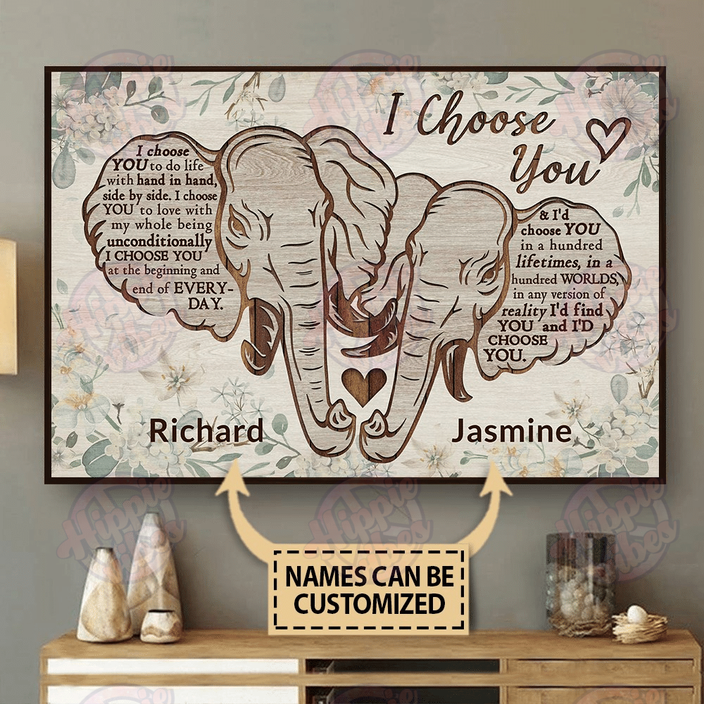 Personalized Elephant I Choose You Horizontal Poster