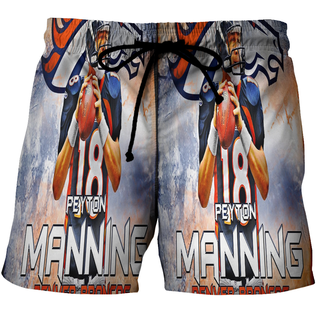 Denver Broncos 18 Peyton Manning V48 3D All Over Print Summer Beach Hawaiian Short