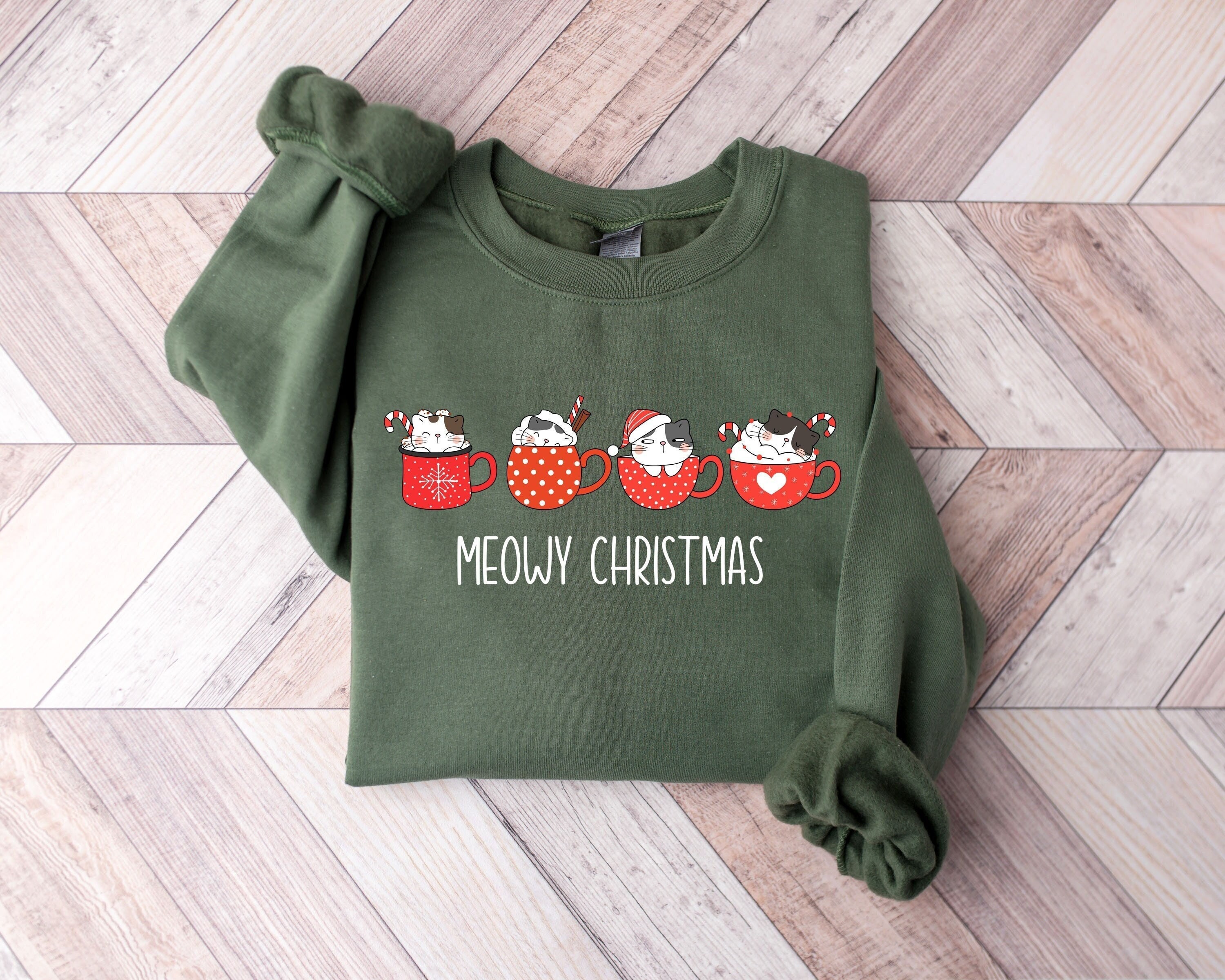 Hello Meowy Funny Christmas Cat Sweatshirt