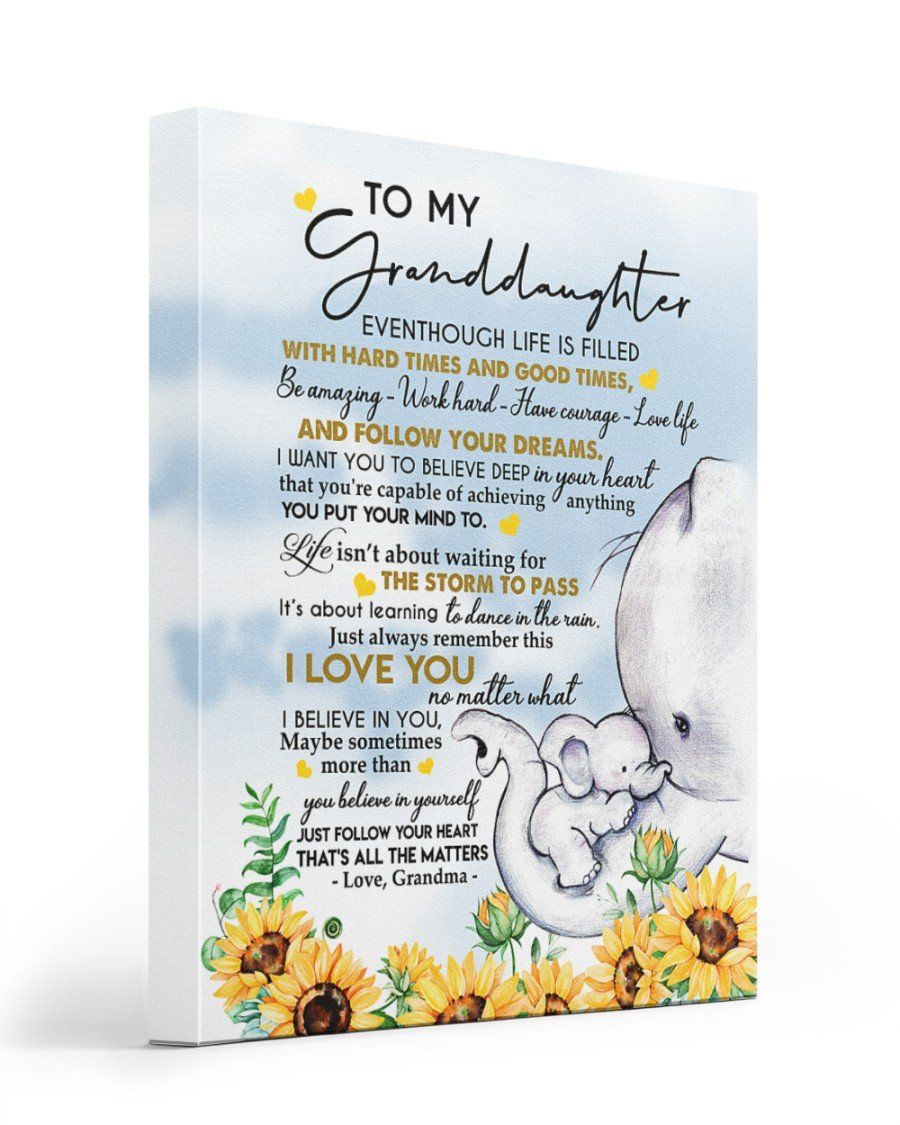 Believe Deep In Your Heart Grandma To Granddaughter Elephant Matte Canvas Matte Canvas