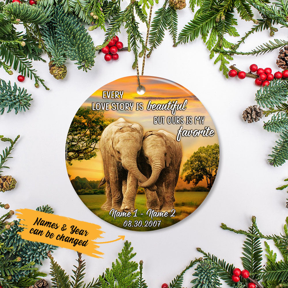 Personalized Elephant Couple  Ornament Sb171 26O58