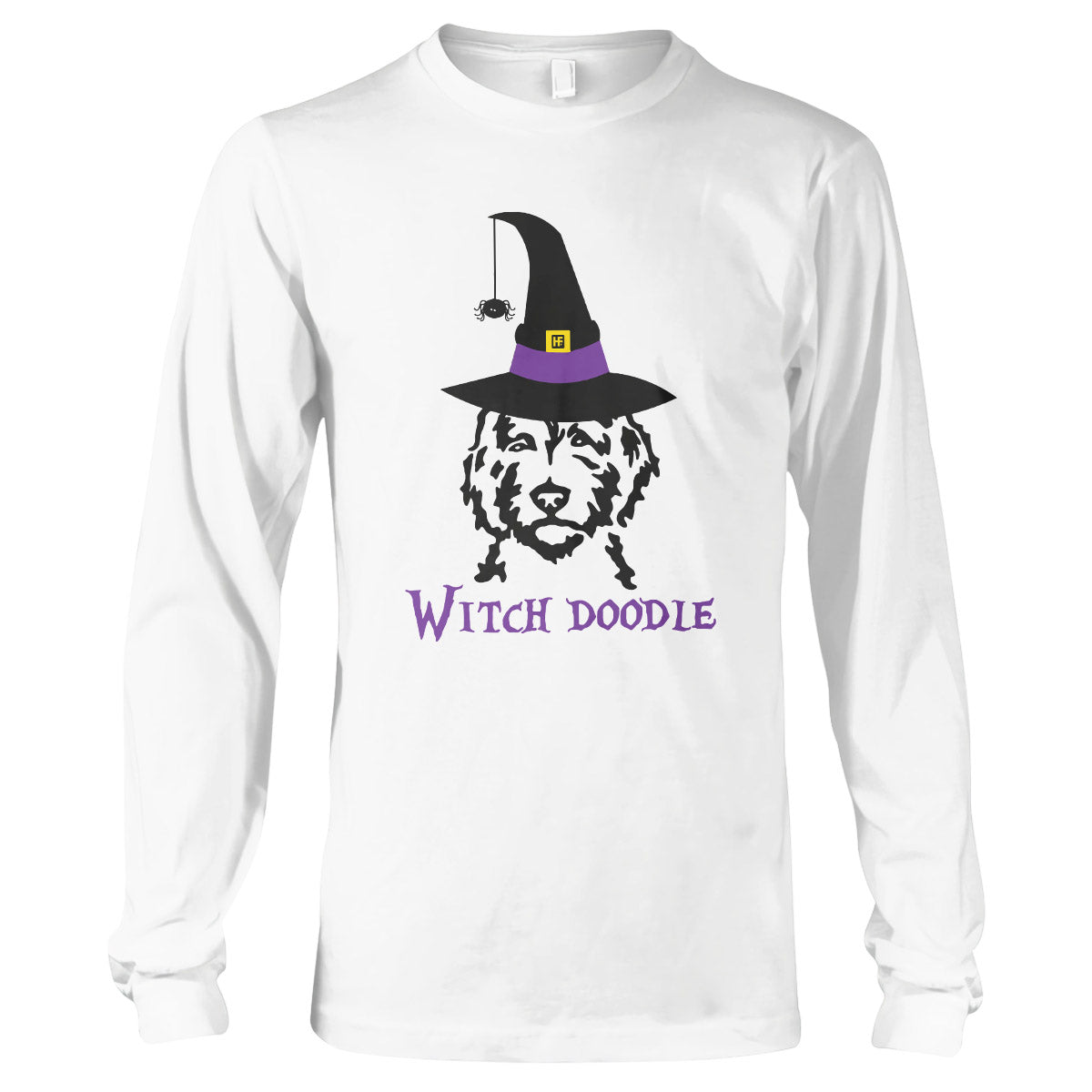 Witch Doodle Halloween Shirt, Halloween Gift For Dog Lovers Long Sleeve T-Shirt