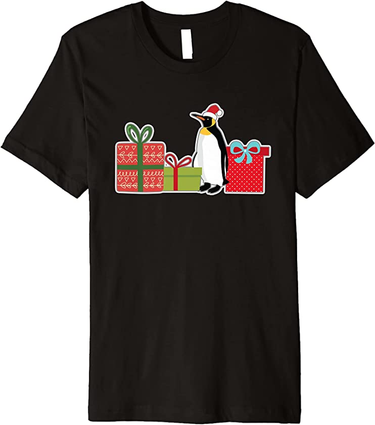 Cute Christmas Penguin with Santa Hat – Fun Holiday Penguin Premium T-Shirt