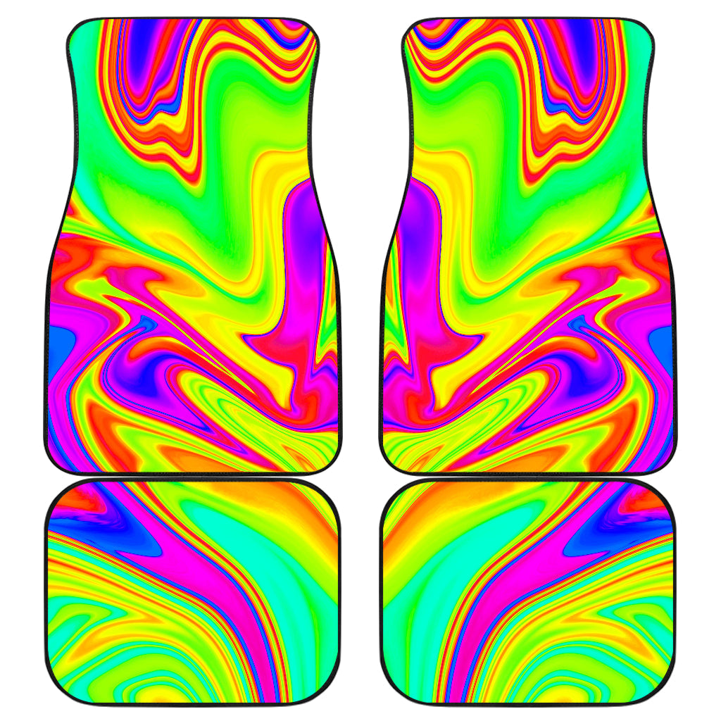 Abstract Liquid Trippy Print Front And Back Car Floor Mats, Front Car Mat