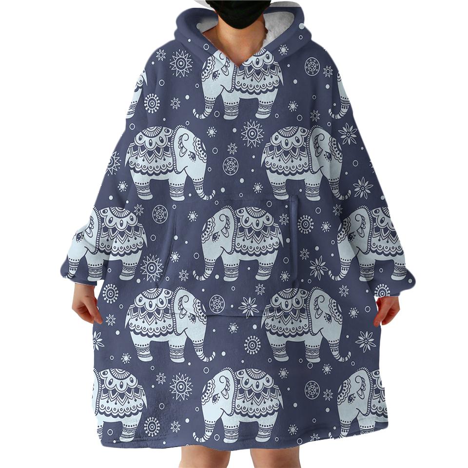 Elephants Swlf0297 Hoodie Wearable Blanket