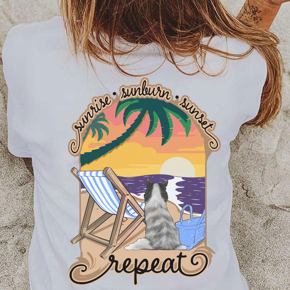 Personalized Dog Sunrise Sunburn Sunset Repeat T-Shirt For Dog Lover
