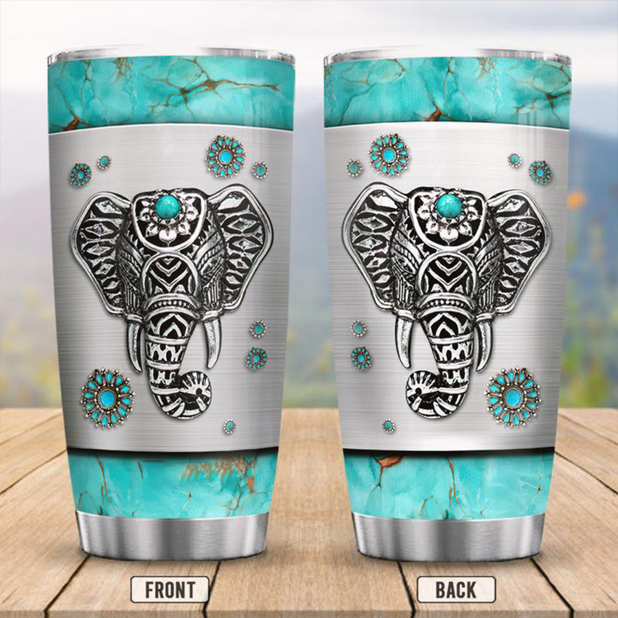 20Oz Tumbler Elephant Turquoise Jewelry Style Stainless Steel Tumbler