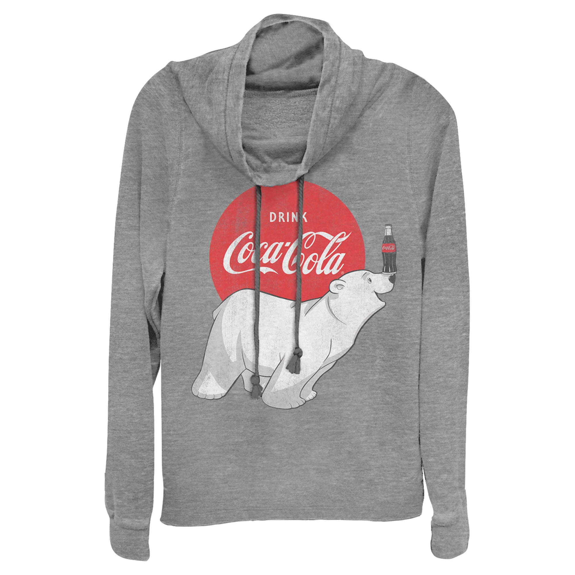 Coca Cola Junior’S Polar Bear  Cowl Neck Sweatshirt