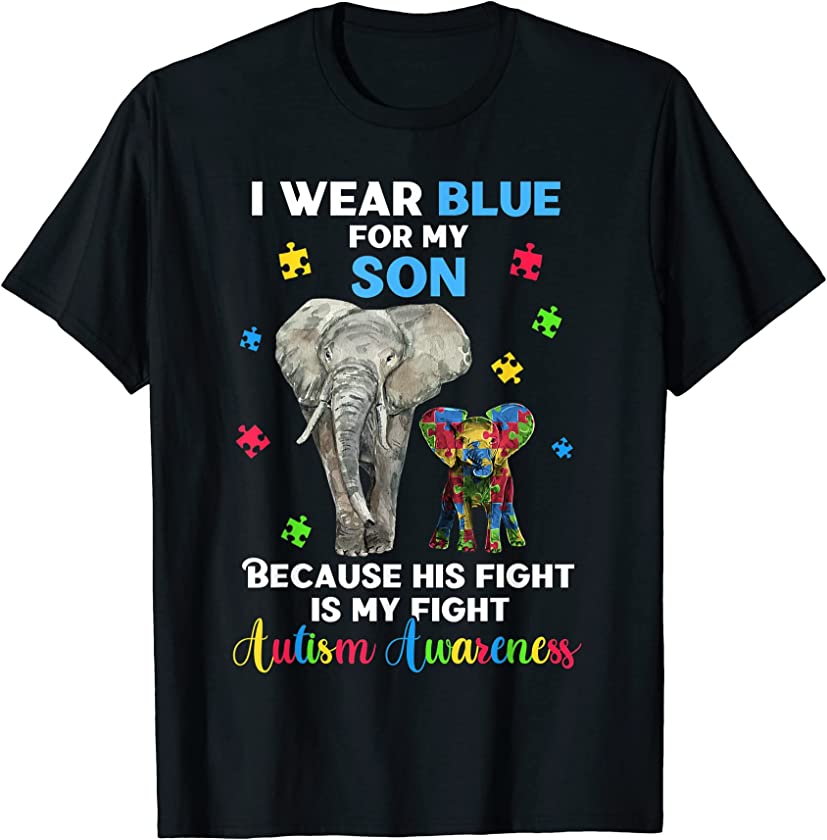 Funny Puzzle Autistic Elephants Shirts, Autism Son Mom & Dad T-Shirt