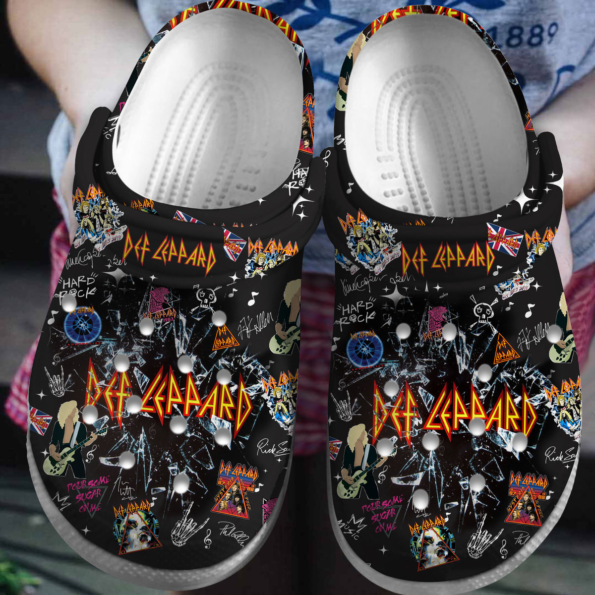 Def Leppard Music Crocs Crocband Clogs Shoes Comfortable For Men Women and Kids