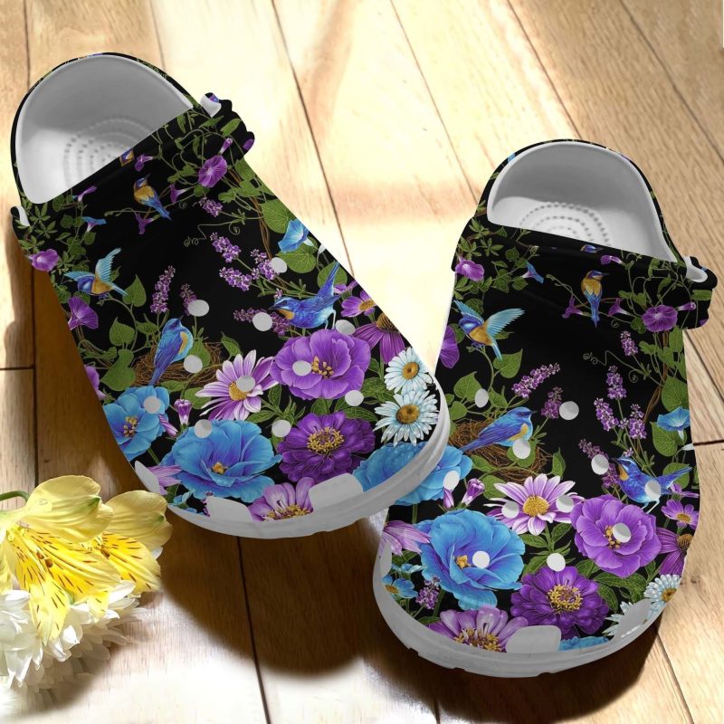 Daisy Flower Shoe – Bird In Yard Crocbland Clog Gift For Grandma Mother