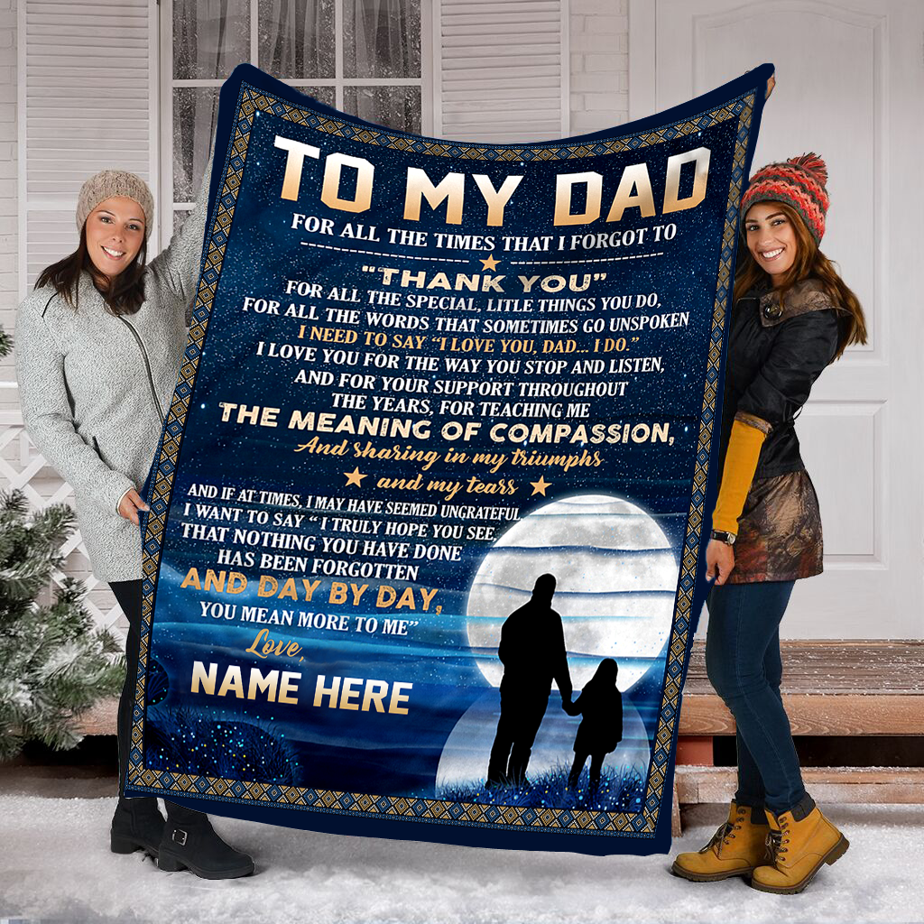 [Personalized Name] To My Dad – Gift For Dad Gifts For Family Unique Gifts Ideas For Home Decor  – Fleece Blanket Sherpa Blanket