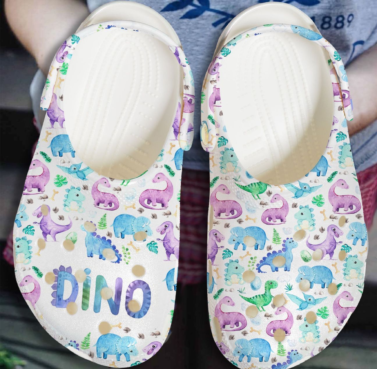 Dinosaur Personalized Clog, Custom Name, Text, Color, Number Fashion Style For Women, Men, Kid, Print 3D Dino Pattern